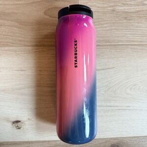 STARBUCKS 20 Oz PINK TEAL & FUSHIA OMBRÉ STAINLESS VACUUM INSULATED TUMBLER